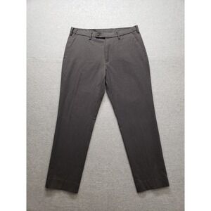 Uniqlo Men Dress Pants 34X34 Gray Zip Hook & Eye Button Mid Rise Pockets Formal